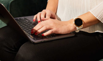 Woman working on laptop