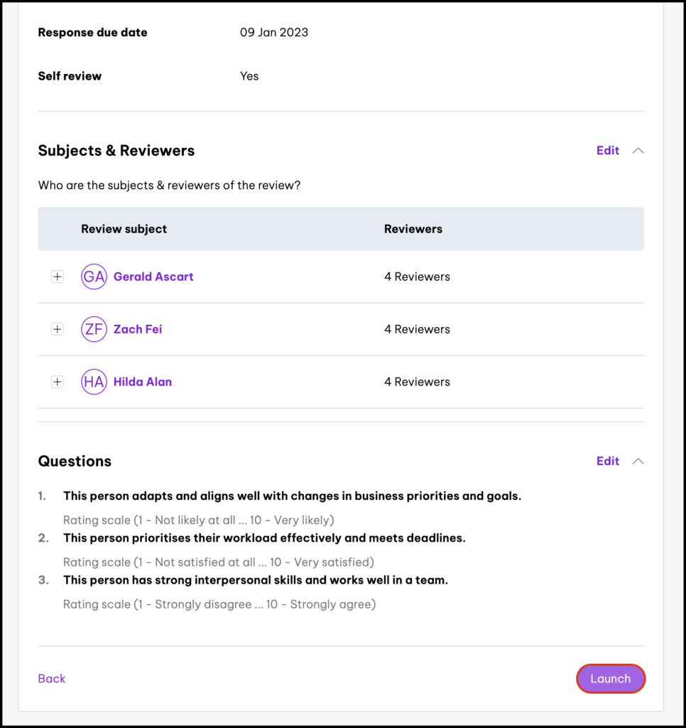 Customise the review loops to your needs and keep them all in one centralised location.