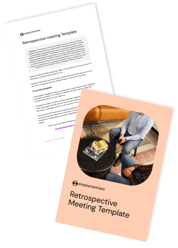 Two-page view of the 'Retrospective Meeting Template.'