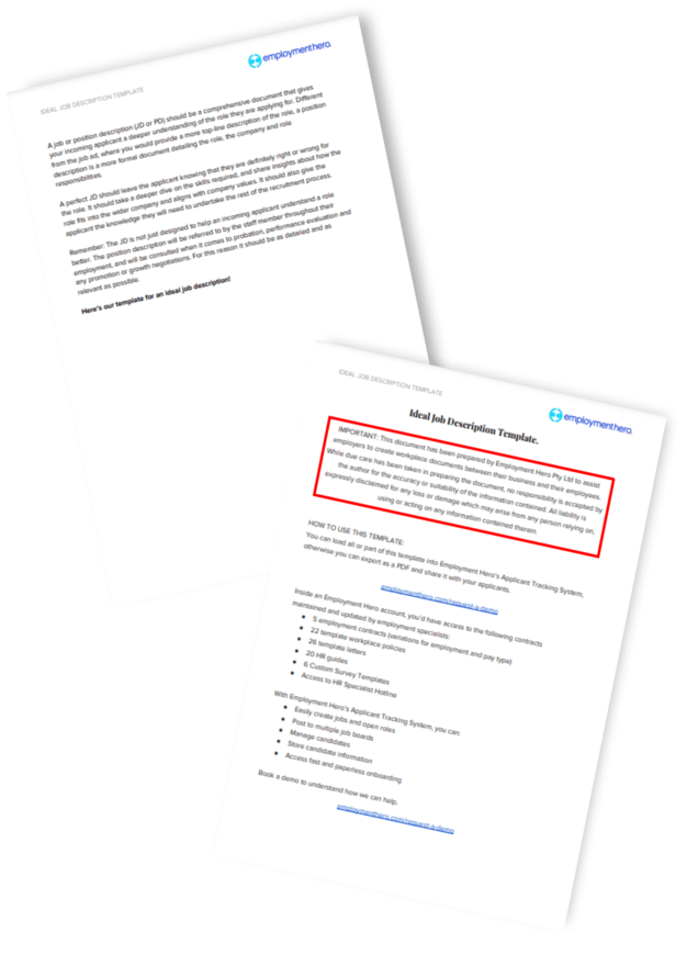 Two-page view of the 'Standout Job Description Template.'