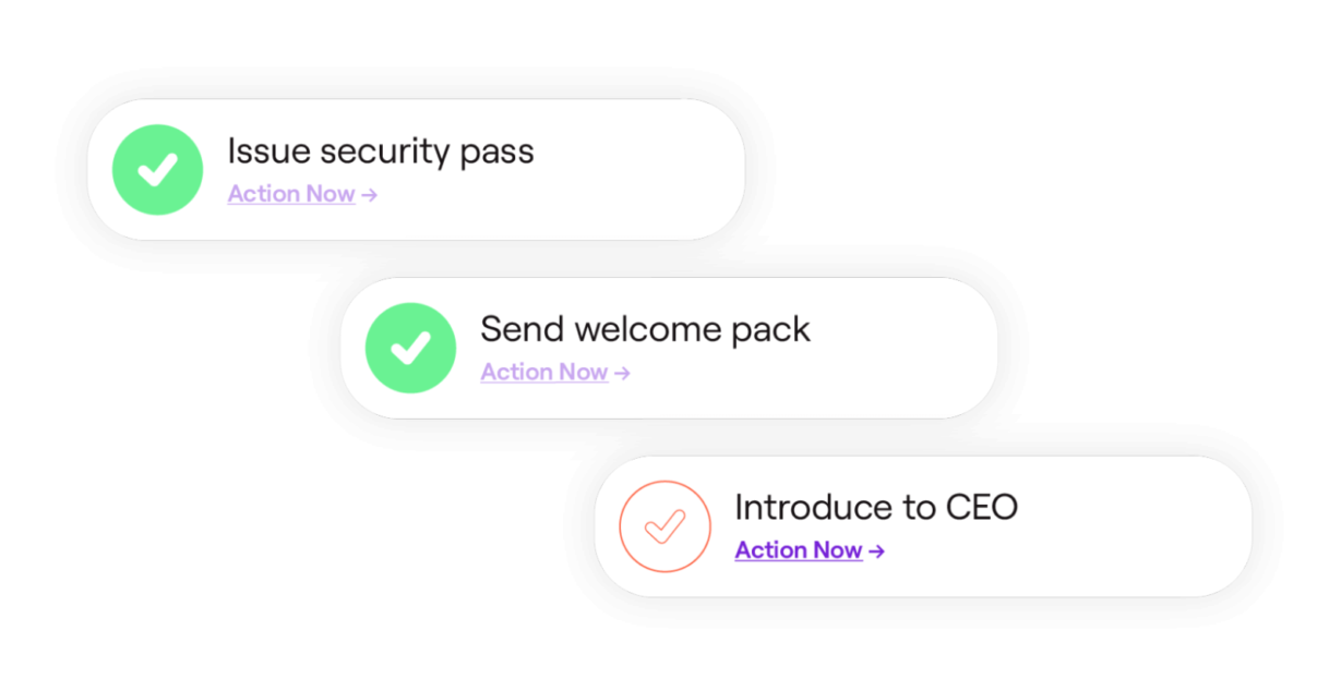 Screenshot of central onboarding checklist