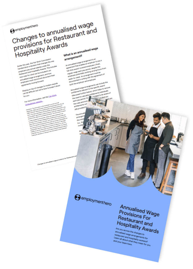 Annualised Wage Provision Changes for Restaurant and Hospitality Awards