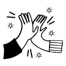 illustration of two hands high five with sparkles around