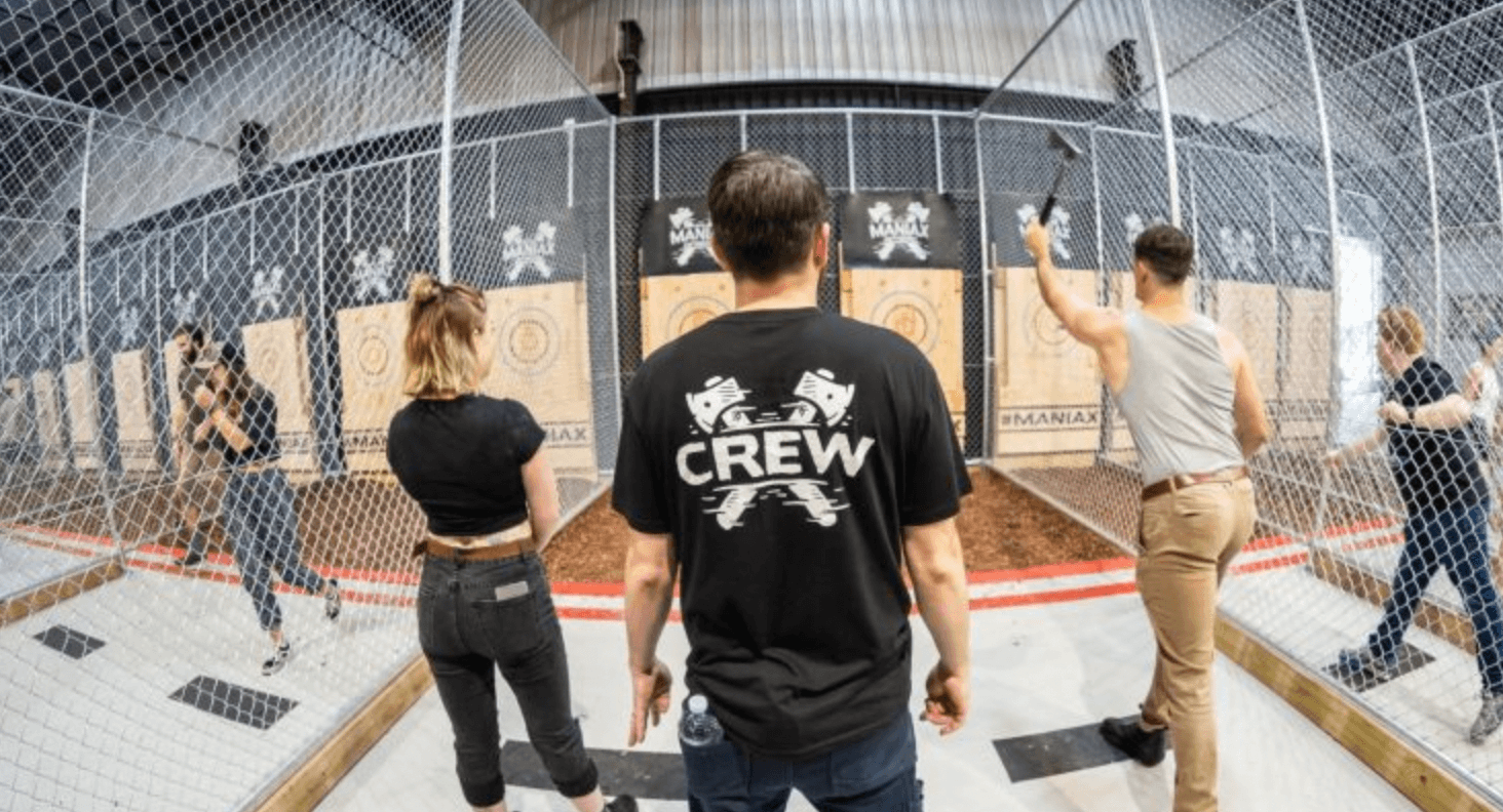 image of a team building event at maniax 
