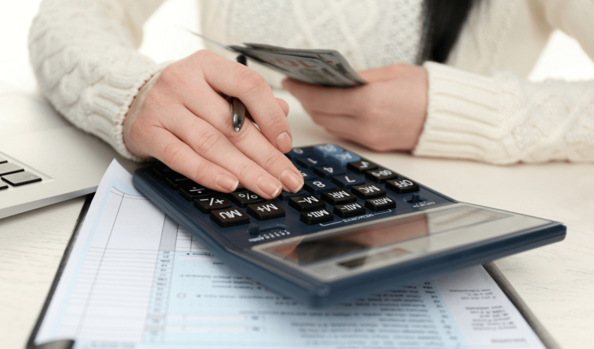 This is a person using a calculator.
