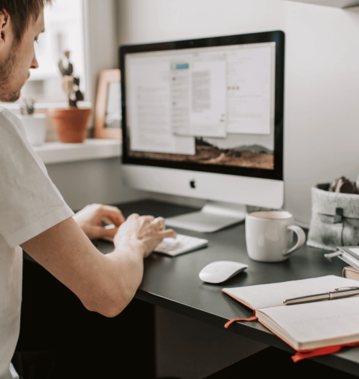 Man working remotely on his computer.