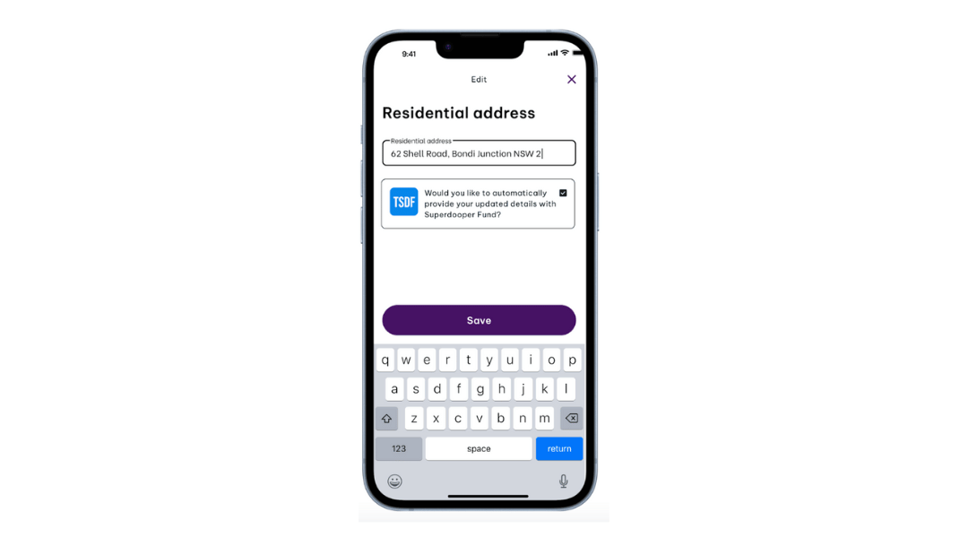 embedded super mockup - superannuation member details update