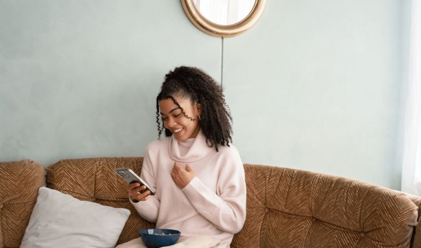 image of a woman on her phone