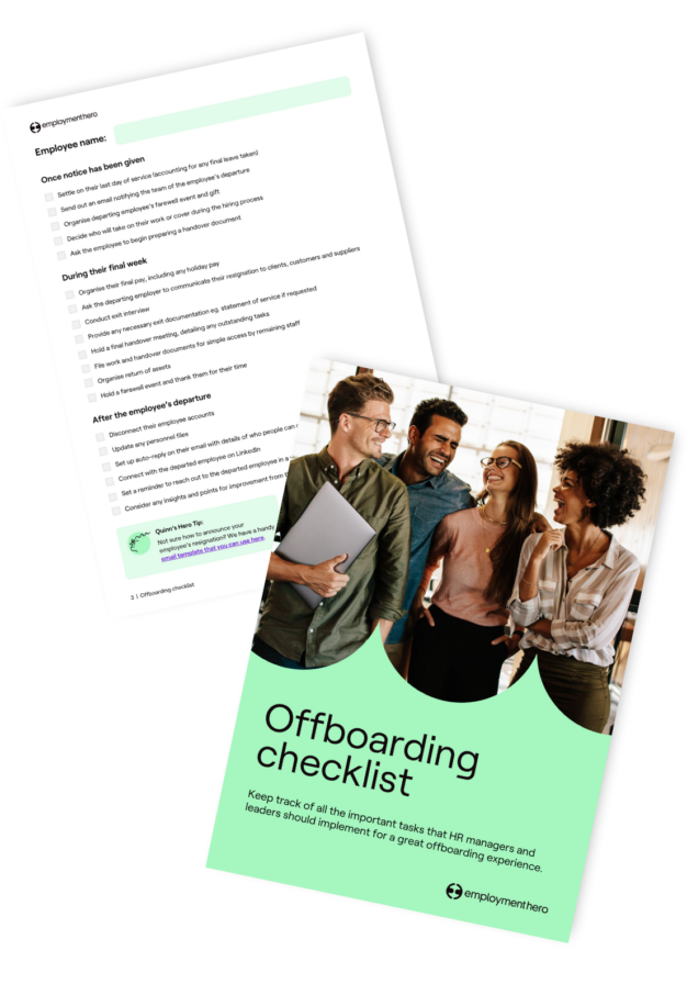 Two overlapping documents: one titled 'Offboarding checklist,'