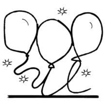An illustration of three balloons with sparkles around them