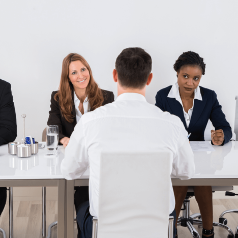 a job seeker having a panel interview