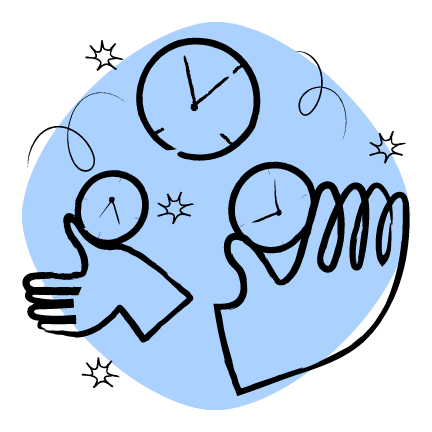 An illustration of two hands holding to clocks