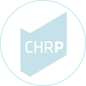Icon with a light blue circle containing a shield-like shape with the letters 'CHRP' in bold, representing a certification or designation