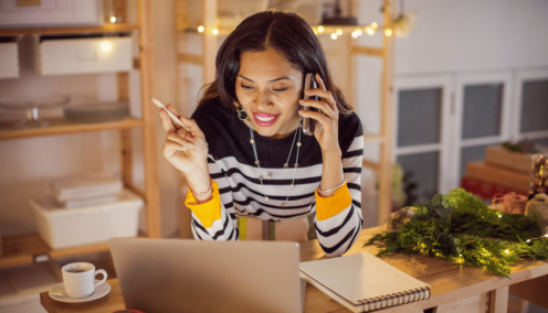 image of a woman at managing public holidays and business closures over the holiday season