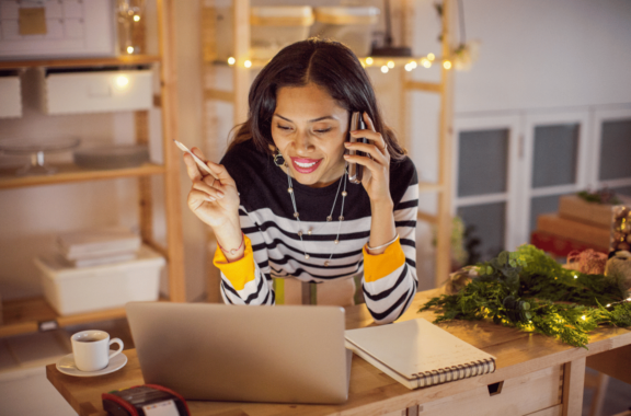 image of a woman at managing public holidays and business closures over the holiday season